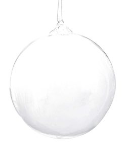 Boule de noël verre plume blanche n°1