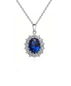 Necklace royal blue crystal medaillon