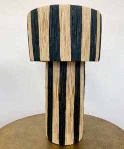 Lampe en raphia naturel et noir – H 62cm